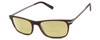 Profile View of John Varvatos V412 Designer Polarized Reading Sunglasses with Custom Cut Powered Sun Flower Yellow Lenses in Crystal Brown Silver Unisex Square Full Rim Acetate 57 mm