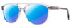 Profile View of John Varvatos VJV424 Designer Polarized Sunglasses with Custom Cut Blue Mirror Lenses in Crystal Smoke Grey Unisex Panthos Full Rim Acetate 56 mm