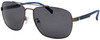 Profile View of FILA SF8493 Unisex Aviator Sunglasses Gun Metal Silver Blue/Polarized Grey 60 mm