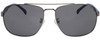 Front View of FILA SF8493 Unisex Aviator Sunglasses Gun Metal Silver Blue/Polarized Grey 60 mm