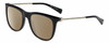 Profile View of John Varvatos V544 Designer Polarized Sunglasses with Custom Cut Amber Brown Lenses in Gloss Black Silver Skull Unisex Square Full Rim Acetate 54 mm