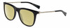 Profile View of John Varvatos V544 Designer Polarized Reading Sunglasses with Custom Cut Powered Sun Flower Yellow Lenses in Gloss Black Silver Skull Unisex Square Full Rim Acetate 54 mm