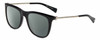 Profile View of John Varvatos V544 Designer Polarized Reading Sunglasses with Custom Cut Powered Smoke Grey Lenses in Gloss Black Silver Skull Unisex Square Full Rim Acetate 54 mm