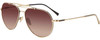 Profile View of John Varvatos V549 Unisex Aviator Sunglass Gold Black/Amber Brown Gradient 58 mm
