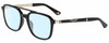 Profile View of Police SPLA53 Designer Blue Light Blocking Eyeglasses in Gloss Black Gold Unisex Panthos Full Rim Acetate 55 mm