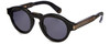Profile View of Police SPLB33 Women's Round Designer Sunglasses Gloss Black Gold/Dark Grey 47 mm