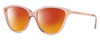Profile View of Michael Kors MK2139U-3175-13 Designer Polarized Sunglasses with Custom Cut Red Mirror Lenses in Crystal Pink Rose Gold Ladies Cat Eye Full Rim Acetate 54 mm