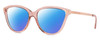 Profile View of Michael Kors MK2139U-3175-13 Designer Polarized Sunglasses with Custom Cut Blue Mirror Lenses in Crystal Pink Rose Gold Ladies Cat Eye Full Rim Acetate 54 mm
