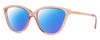 Profile View of Michael Kors MK2139U-3175-13 Designer Polarized Reading Sunglasses with Custom Cut Powered Blue Mirror Lenses in Crystal Pink Rose Gold Ladies Cat Eye Full Rim Acetate 54 mm