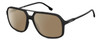 Profile View of Carrera 229-S-0807 Designer Polarized Sunglasses with Custom Cut Amber Brown Lenses in Matte Black Gunmetal Unisex Square Full Rim Acetate 59 mm