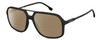 Profile View of Carrera 229-S-0807 Designer Polarized Reading Sunglasses with Custom Cut Powered Amber Brown Lenses in Matte Black Gunmetal Unisex Square Full Rim Acetate 59 mm