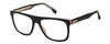 Profile View of Carrera 267-S-0M4P Designer Reading Eye Glasses in Gloss Black White Red Gold Unisex Rectangular Full Rim Acetate 56 mm