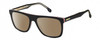 Profile View of Carrera 267-S-0M4P Designer Polarized Sunglasses with Custom Cut Amber Brown Lenses in Gloss Black White Red Gold Unisex Rectangular Full Rim Acetate 56 mm