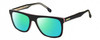 Profile View of Carrera 267-S-0M4P Designer Polarized Reading Sunglasses with Custom Cut Powered Green Mirror Lenses in Gloss Black White Red Gold Unisex Rectangular Full Rim Acetate 56 mm