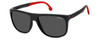 Profile View of Carrera HYPERFIT 17-S-0003 Unisex Square Designer Sunglasses Black Red/Grey 58mm