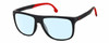 Profile View of Carrera HYPERFIT 17-S-0003 Designer Blue Light Blocking Eyeglasses in Matte Black Red Unisex Square Full Rim Acetate 58 mm