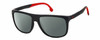 Profile View of Carrera HYPERFIT 17-S-0003 Designer Polarized Sunglasses with Custom Cut Smoke Grey Lenses in Matte Black Red Unisex Square Full Rim Acetate 58 mm