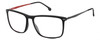 Profile View of Carrera 8049/S-003 Designer Reading Eye Glasses in Matte Black Red Unisex Square Full Rim Acetate 58 mm