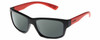 Profile View of Bolle HOLMAN Designer Polarized Sunglasses with Custom Cut Smoke Grey Lenses in Matte Black Scarlet Red Orange Unisex Rectangular Full Rim Acetate 58 mm