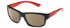 Profile View of Bolle HOLMAN Designer Polarized Sunglasses with Custom Cut Amber Brown Lenses in Matte Black Scarlet Red Orange Unisex Rectangular Full Rim Acetate 58 mm