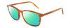 Profile View of Serengeti LENWOOD Designer Polarized Reading Sunglasses with Custom Cut Powered Green Mirror Lenses in Shiny Caramel Brown Crystal Unisex Square Full Rim Acetate 57 mm