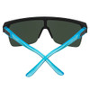 Close Up View of SPY Optic FLYNN Unisex Semi-Rimless Sunglass Black Sky Crystal/Blue Mirror 134mm