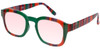 Profile View of Medspex 8152 FL-41 Pink Anti-Migraine Reduction Eyeglasses Green Purple Stripes