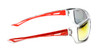 Side View of Calabria First Serve Unisex Men's Womens POLARIZED Pickleball Sunglasses Glasses in Grey Crystal Red Frame with Red Mirror Lens