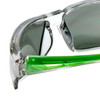 Close Up View of Calabria First Serve Unisex Men's Womens POLARIZED Pickleball Sunglasses Glasses in Grey Crystal Lime Green Frame with G15 Green Lens