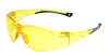 Profile View of Calabria Drop Shot Unisex Men's Women's Pickleball Sunglasses Protective Glasses in Yellow Crystal Black Frame with Yellow Lens