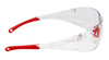 Side View of Calabria Side Out Clear Crystal Red Sport Mens Women's Pickleball Safety Glasses in Clear Crystal Red Frame with Clear Lens