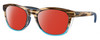 Profile View of Costa Del Mar Aleta Designer Polarized Sunglasses with Custom Cut Red Mirror Lenses in Wahoo Brown Crystal Blue Ladies Panthos Full Rim Acetate 54 mm