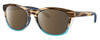 Profile View of Costa Del Mar Aleta Designer Polarized Sunglasses with Custom Cut Amber Brown Lenses in Wahoo Brown Crystal Blue Ladies Panthos Full Rim Acetate 54 mm