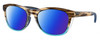 Profile View of Costa Del Mar Aleta Designer Polarized Reading Sunglasses with Custom Cut Powered Blue Mirror Lenses in Wahoo Brown Crystal Blue Ladies Panthos Full Rim Acetate 54 mm