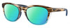 Profile View of Costa Del Mar Aleta Designer Polarized Reading Sunglasses with Custom Cut Powered Green Mirror Lenses in Wahoo Brown Crystal Blue Ladies Panthos Full Rim Acetate 54 mm