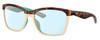 Profile View of Costa Del Mar Anaa Designer Blue Light Blocking Eyeglasses in Shiny Retro Tortoise Havana Cream Mint Blue Ladies Panthos Full Rim Acetate 55 mm
