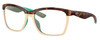 Profile View of Costa Del Mar Anaa Designer Blue Light Blocking Eyeglasses in Shiny Retro Tortoise Havana Cream Mint Blue Ladies Panthos Full Rim Acetate 55 mm