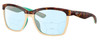 Profile View of Costa Del Mar Anaa Designer Progressive Lens Blue Light Blocking Eyeglasses in Shiny Retro Tortoise Havana Cream Mint Blue Ladies Panthos Full Rim Acetate 55 mm