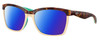 Profile View of Costa Del Mar Anaa Designer Polarized Sunglasses with Custom Cut Blue Mirror Lenses in Shiny Retro Tortoise Havana Cream Mint Blue Ladies Panthos Full Rim Acetate 55 mm