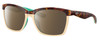 Profile View of Costa Del Mar Anaa Designer Polarized Sunglasses with Custom Cut Amber Brown Lenses in Shiny Retro Tortoise Havana Cream Mint Blue Ladies Panthos Full Rim Acetate 55 mm
