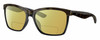 Profile View of Costa Del Mar Anaa Designer Polarized Reading Sunglasses with Custom Cut Powered Sun Flower Yellow Lenses in Shiny Olive Green Tortoise Havana Black Ladies Panthos Full Rim Acetate 55 mm