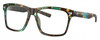 Profile View of Costa Del Mar Aransas Designer Blue Light Blocking Eyeglasses in Shiny Ocean Blue Green Brown Tortoise Havana Unisex Square Full Rim Acetate 58 mm