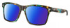 Profile View of Costa Del Mar Aransas Designer Polarized Sunglasses with Custom Cut Blue Mirror Lenses in Shiny Ocean Blue Green Brown Tortoise Havana Unisex Square Full Rim Acetate 58 mm