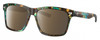 Profile View of Costa Del Mar Aransas Designer Polarized Sunglasses with Custom Cut Amber Brown Lenses in Shiny Ocean Blue Green Brown Tortoise Havana Unisex Square Full Rim Acetate 58 mm