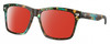 Profile View of Costa Del Mar Aransas Designer Polarized Sunglasses with Custom Cut Red Mirror Lenses in Shiny Ocean Blue Green Brown Tortoise Havana Unisex Square Full Rim Acetate 58 mm