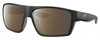 Profile View of Costa Del Mar Bloke Designer Polarized Sunglasses with Custom Cut Amber Brown Lenses in Matte Black Gray Unisex Rectangular Full Rim Acetate 61 mm