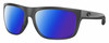 Profile View of Costa Del Mar Broadbill Designer Polarized Sunglasses with Custom Cut Blue Mirror Lenses in Matte Gray Black Unisex Square Full Rim Acetate 61 mm