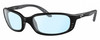 Profile View of Costa Del Mar Brine Designer Blue Light Blocking Eyeglasses in Matte Black Gray Unisex Oval Full Rim Acetate 59 mm