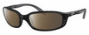 Profile View of Costa Del Mar Brine Designer Polarized Sunglasses with Custom Cut Amber Brown Lenses in Matte Black Gray Unisex Oval Full Rim Acetate 59 mm