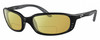 Profile View of Costa Del Mar Brine Designer Polarized Reading Sunglasses with Custom Cut Powered Sun Flower Yellow Lenses in Matte Black Gray Unisex Oval Full Rim Acetate 59 mm